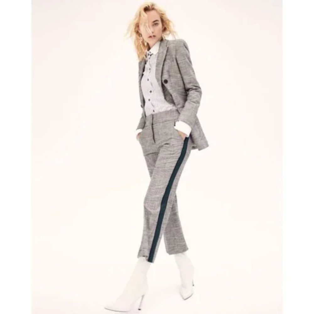 Veronica Beard Fortuna Grey Plaid Check Dickey Jacket Blazer - Size 8 - Picture 5 of 14
